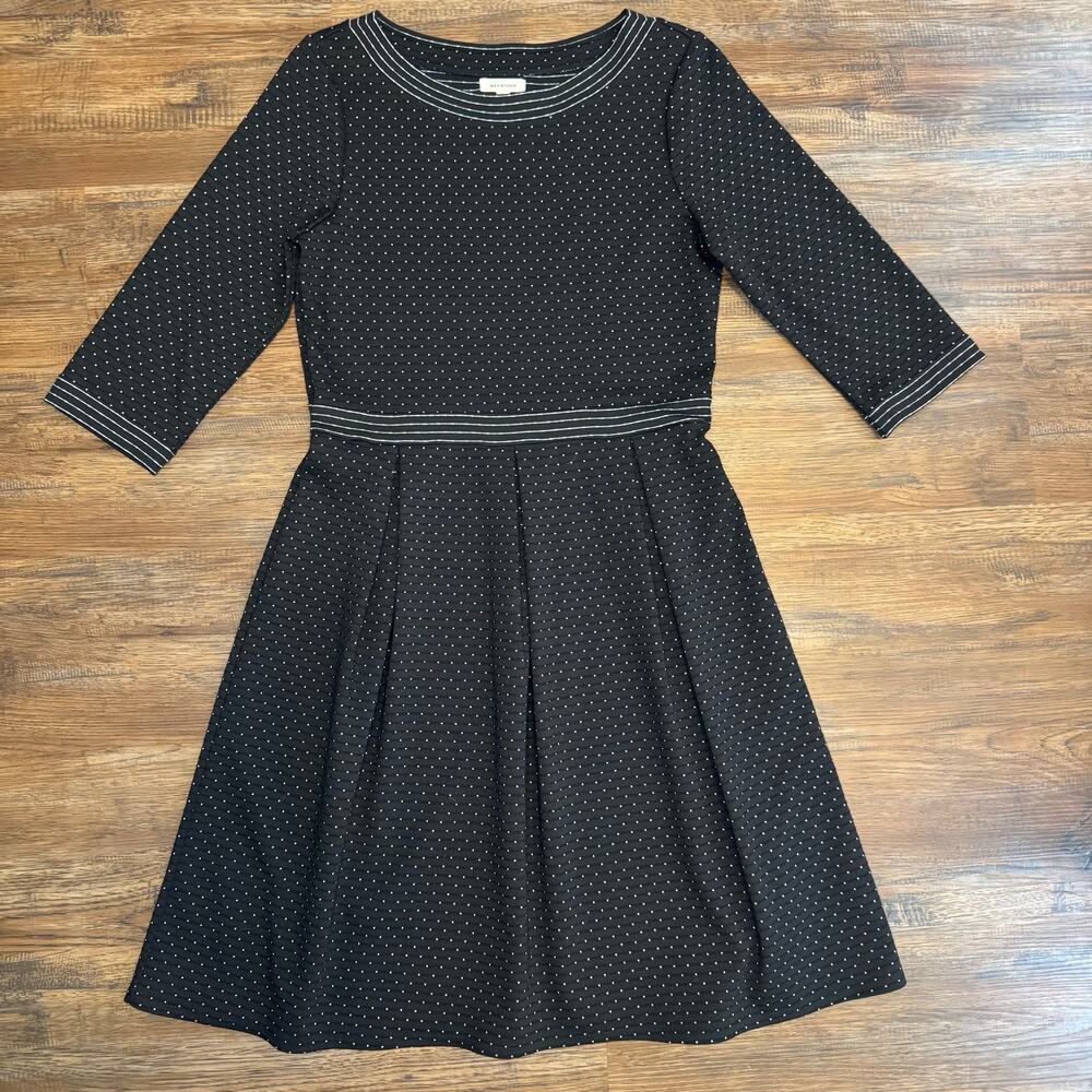 Max Studio size LARGE black polka dot stretchy knee length A-line dress